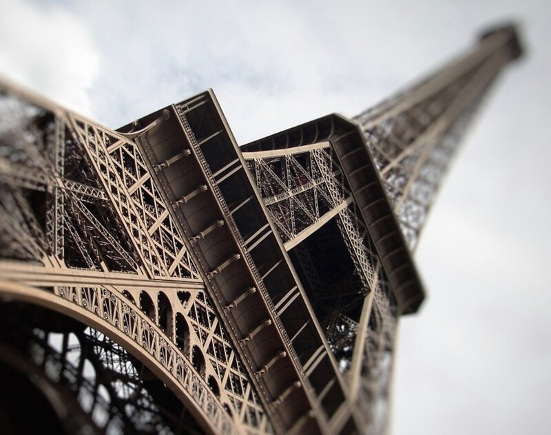 Eiffel Tower Base — Gray, Dramatic, Photograph, Sky, Clouds