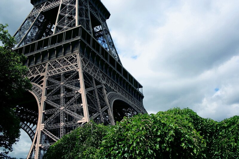 Eiffel Tower Base — Green, Dramatic, Afternoon