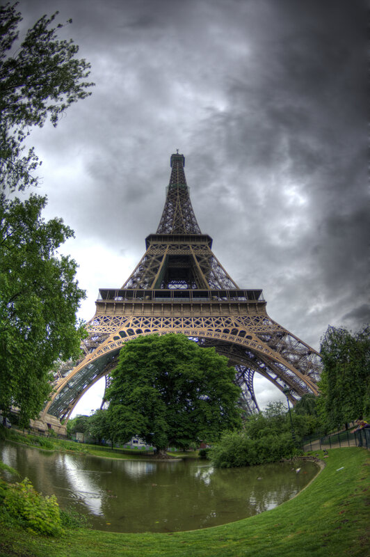 Eiffel Tower Base — Green, Dramatic