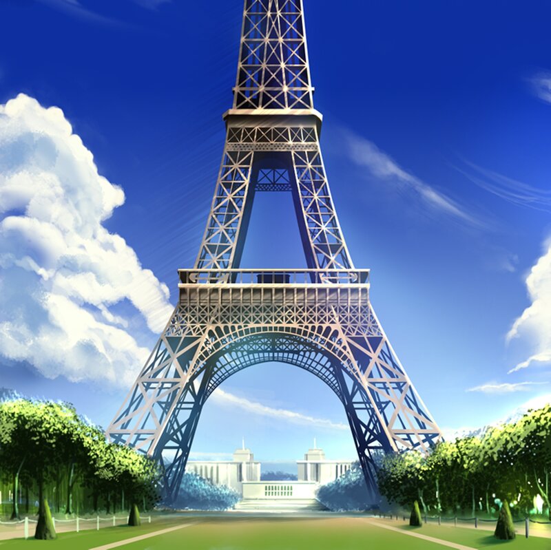 Eiffel Tower — Blue, Serene, Afternoon, Digital Art