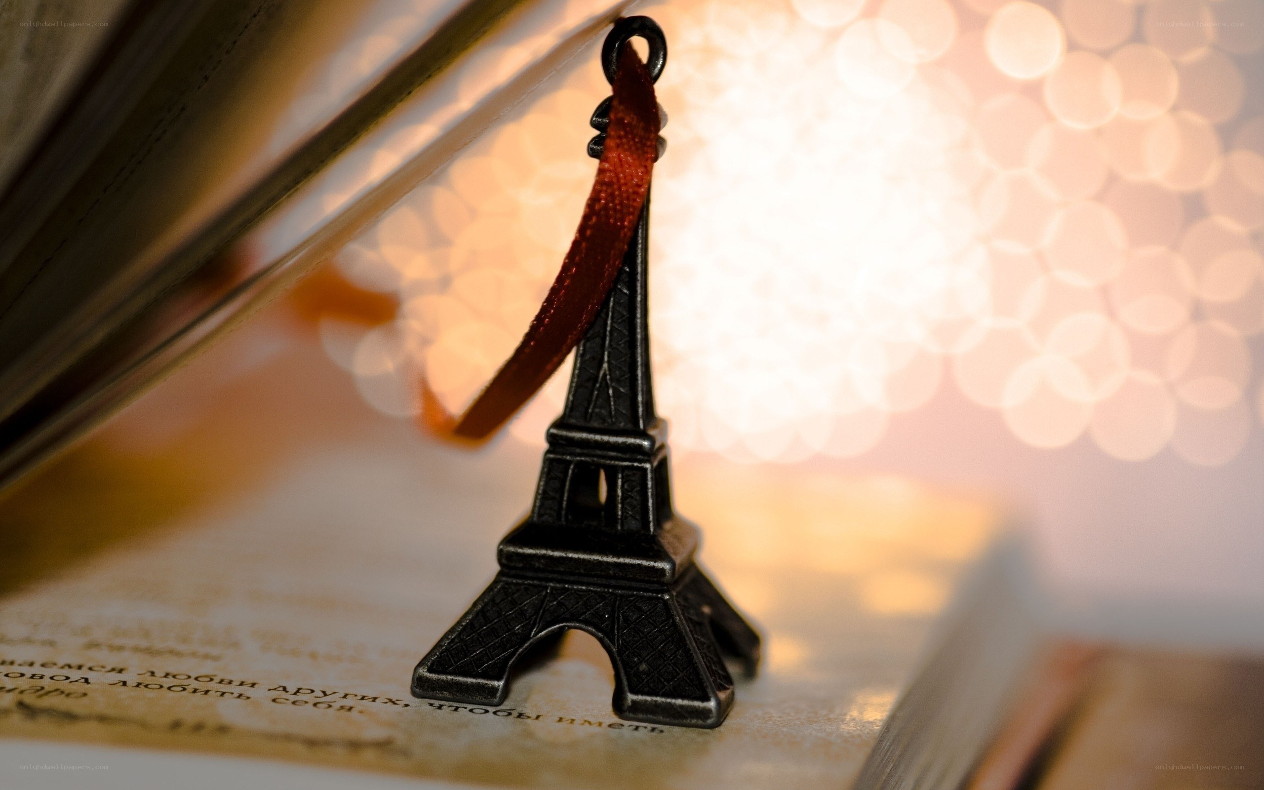 Eiffel Tower bookmark on book