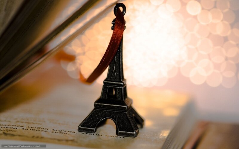 Eiffel Tower bookmark on book