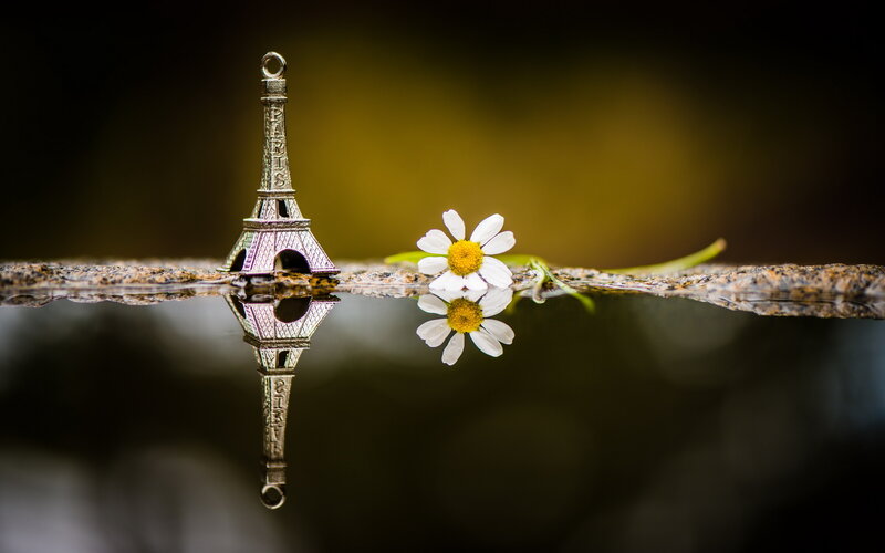 Eiffel Tower Charm and Flower