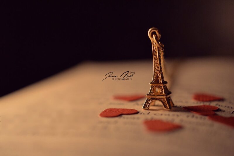 Eiffel Tower Charm — Gold, Romantic, Photograph