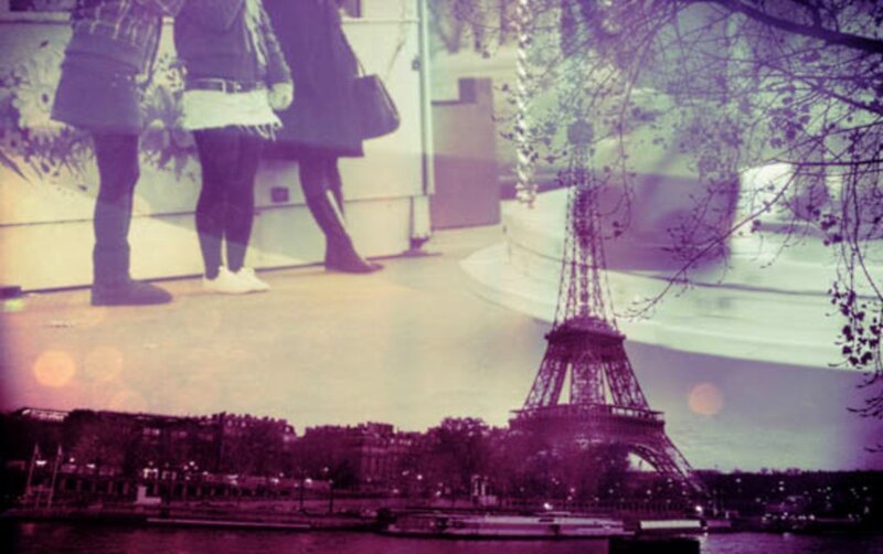 Eiffel Tower collage with people