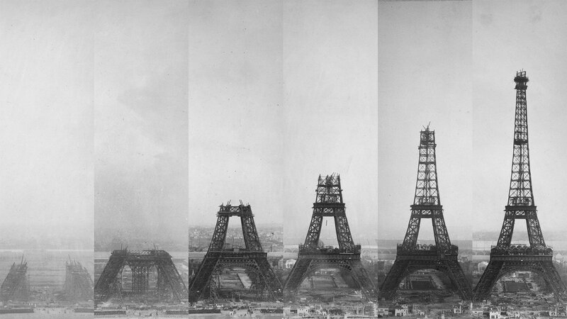 Eiffel Tower Construction — Black