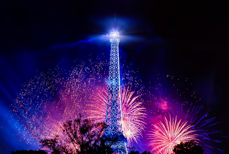 Eiffel Tower Fireworks — Blue, Celebratory