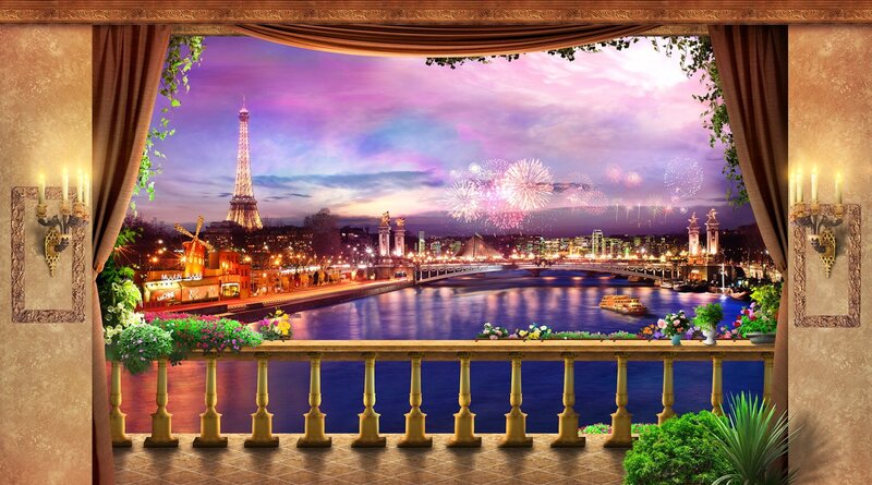 Eiffel Tower Fireworks — Purple