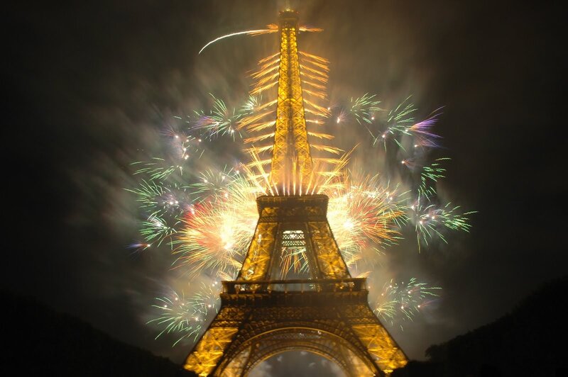 Eiffel Tower Fireworks — Yellow
