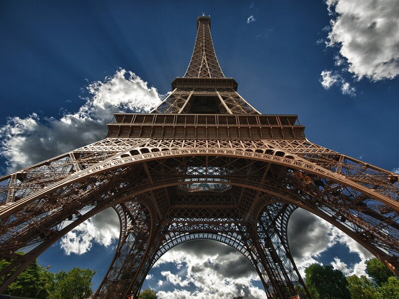 Eiffel Tower from Base — Blue, Dramatic