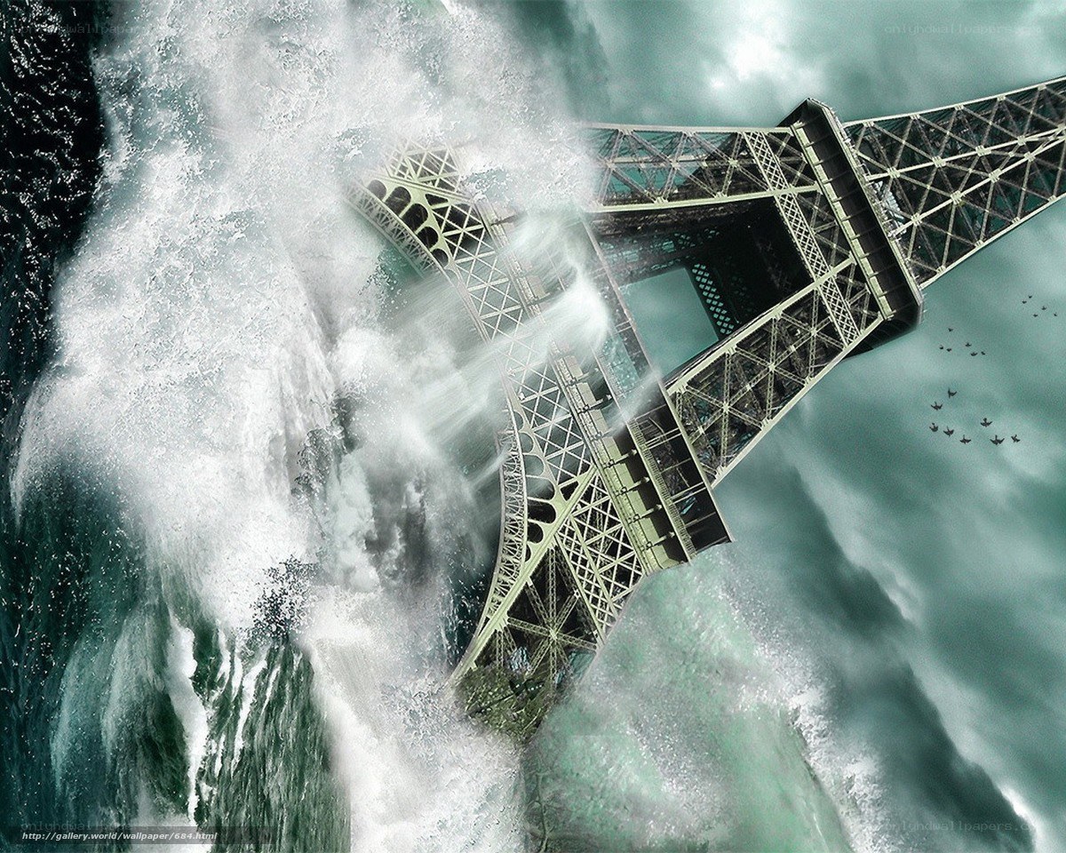 Eiffel Tower in a storm