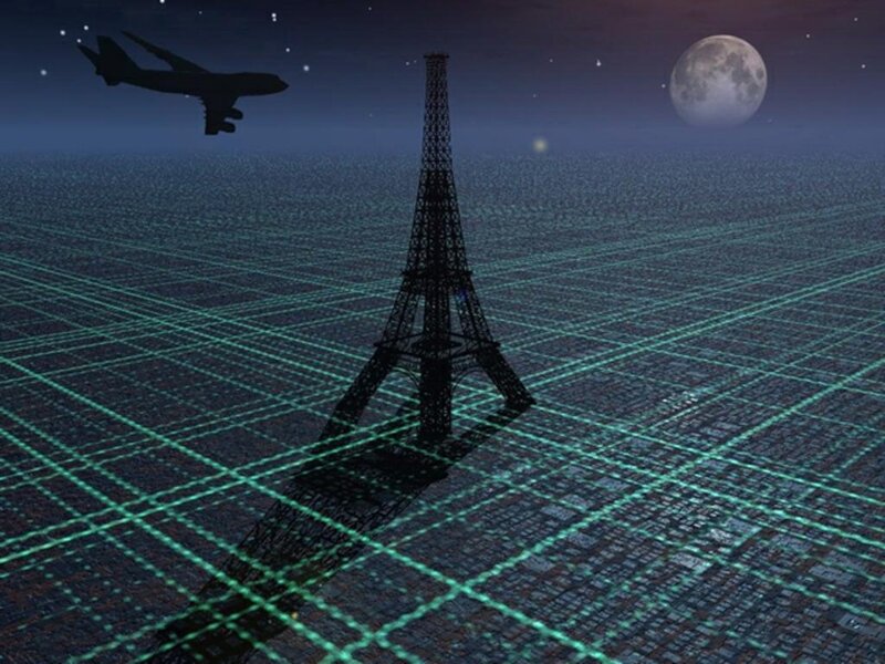 Eiffel Tower in digital landscape
