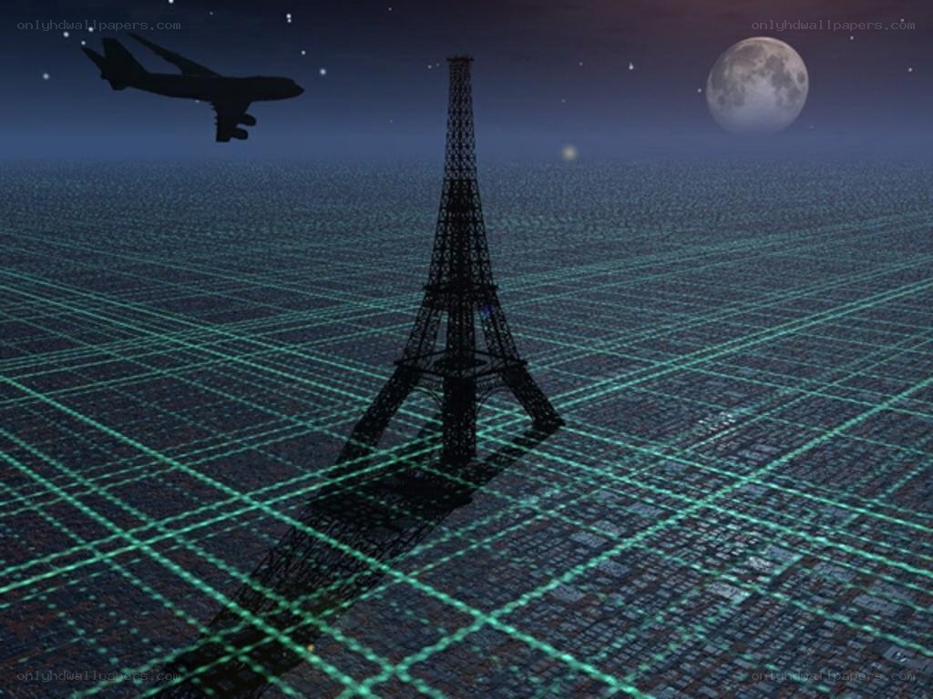 Eiffel Tower in digital landscape