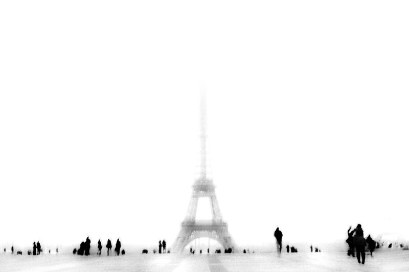 Eiffel Tower in Fog — Black