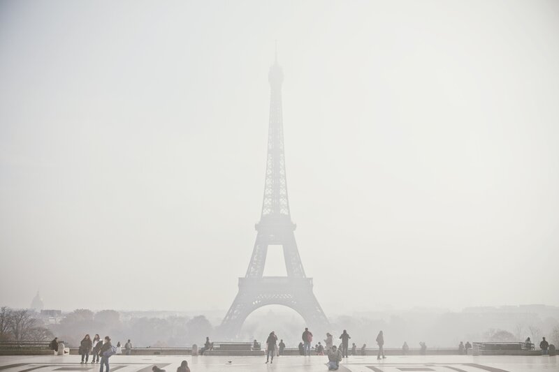 Eiffel Tower in Fog — Gray, Hazy