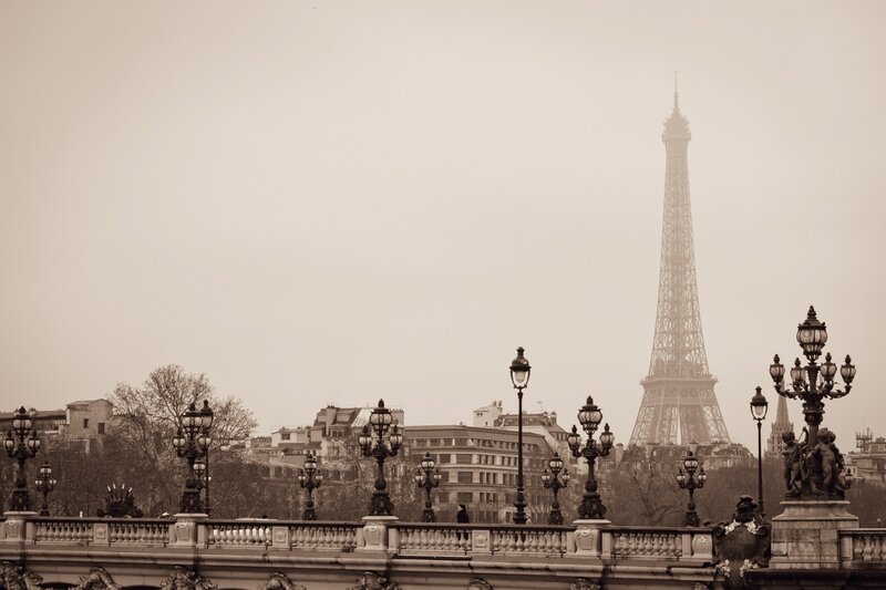Eiffel Tower in Fog — Sepia