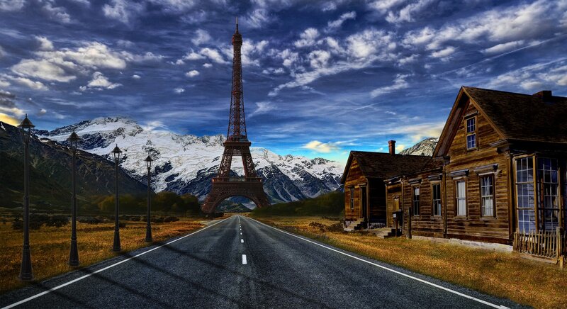 Eiffel Tower in Mountains
