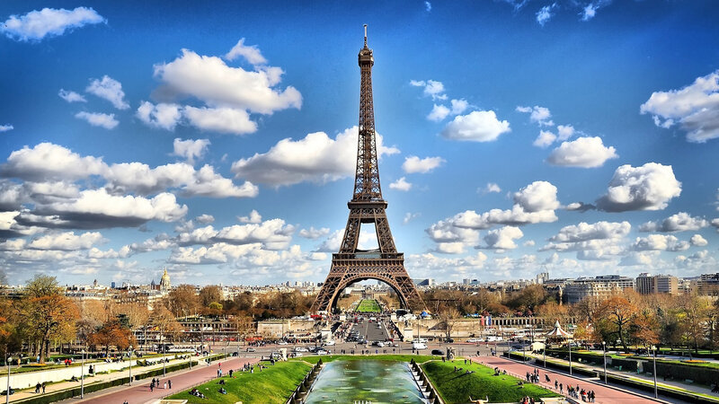 Eiffel Tower in Paris — Blue, Bright, Afternoon, Photograph