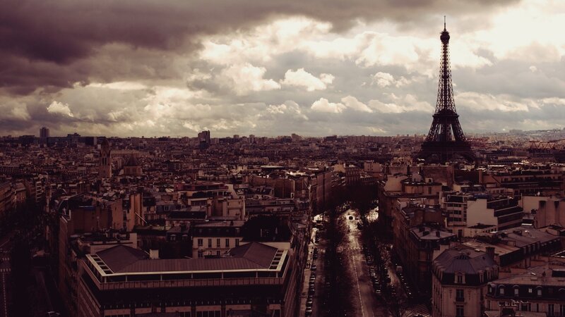 Eiffel Tower in Paris — Brown, Dramatic, Photograph