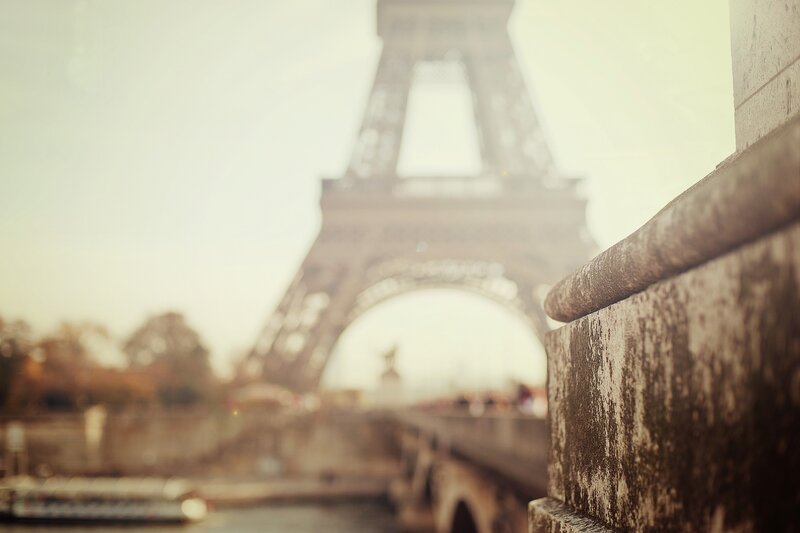 Eiffel Tower in Paris — Brown, Serene, Afternoon, Photograph, Bridge, River