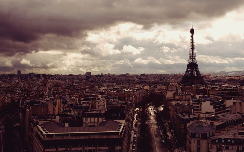Eiffel Tower in Paris — Gray, Dramatic, Afternoon, Photograph