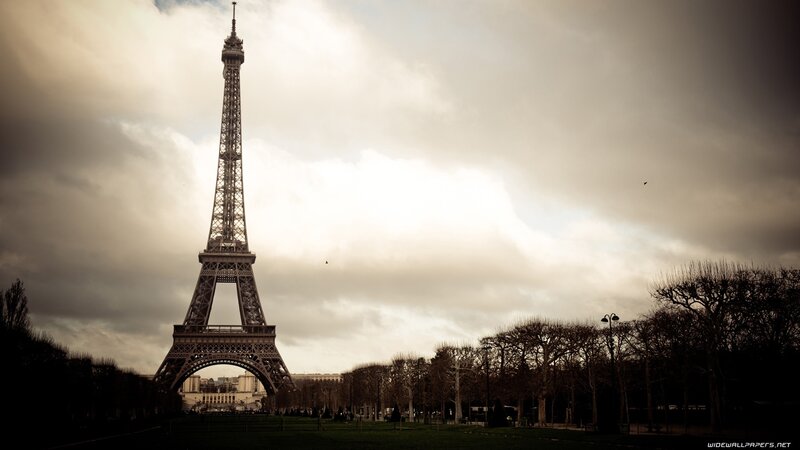 Eiffel Tower in Paris — Gray, Dramatic, Autumn