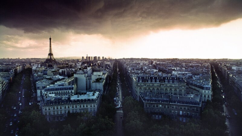 Eiffel Tower in Paris — Gray, Dramatic, Sunset