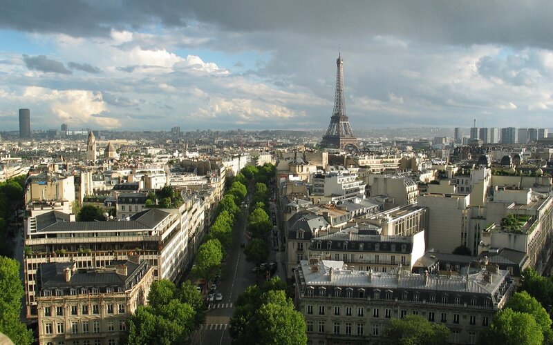Eiffel Tower in Paris — Gray, Overcast, Afternoon, Photograph