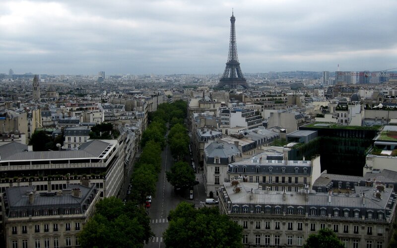 Eiffel Tower in Paris — Gray, Overcast, Photograph