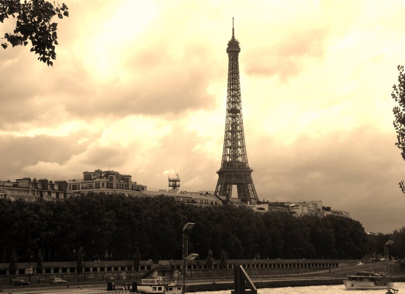 Eiffel Tower in Paris — Sepia, Dramatic