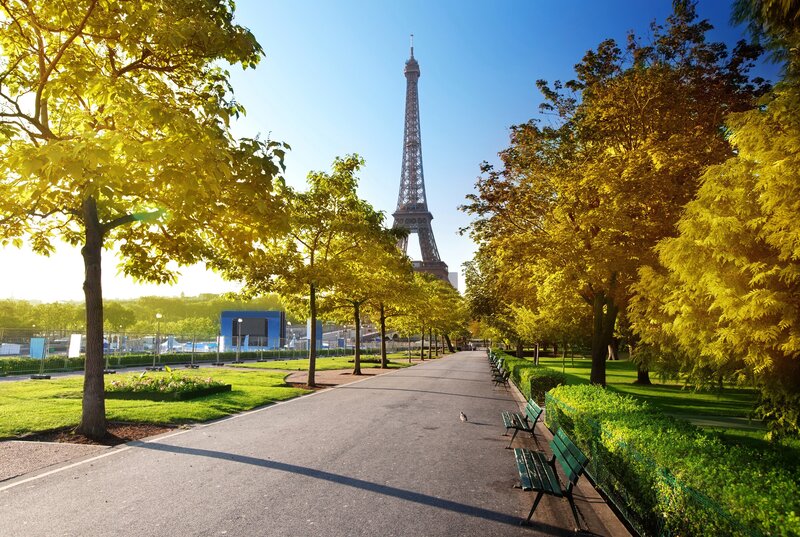 Eiffel Tower in Park — Green, Serene