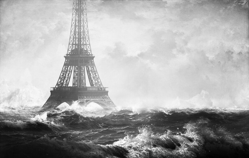 Eiffel Tower in Storm — Black, Dramatic