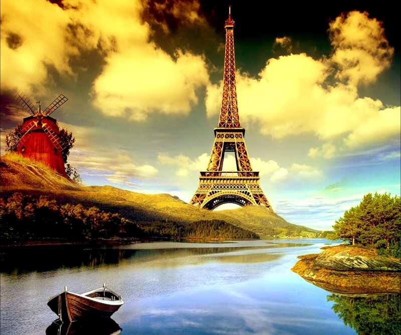 Eiffel Tower Landscape — Yellow