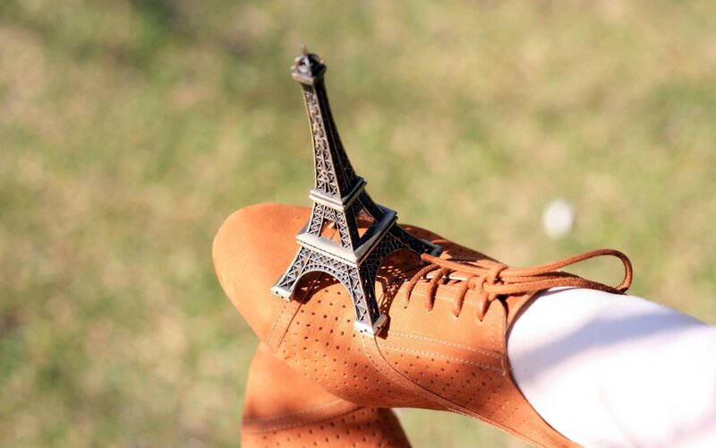 Eiffel Tower model on shoe