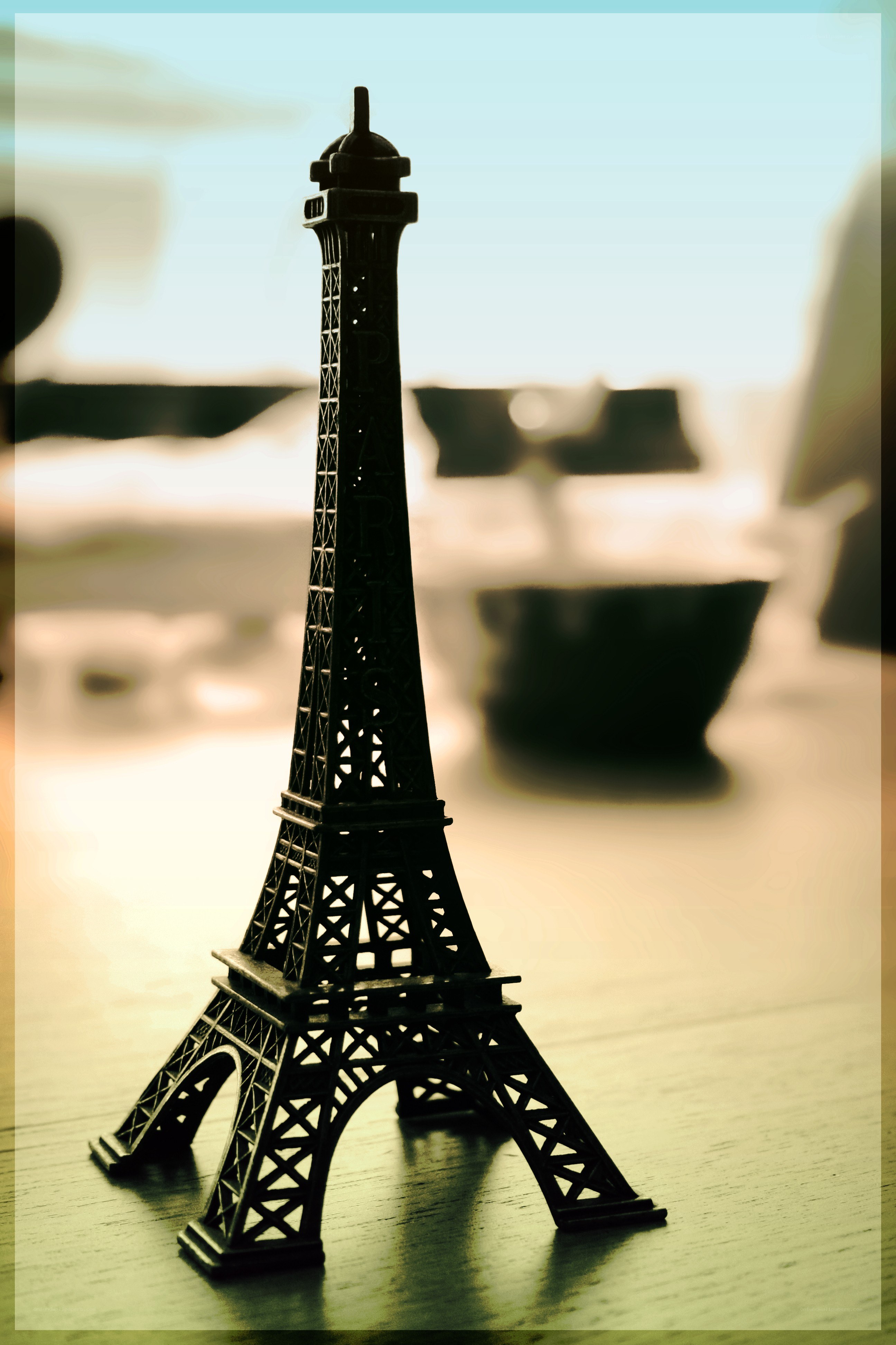Eiffel Tower model on table