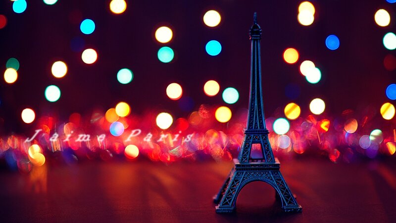 Eiffel Tower model with bokeh lights