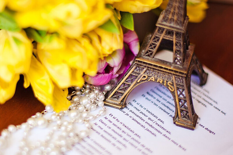 Eiffel Tower Model with Flowers