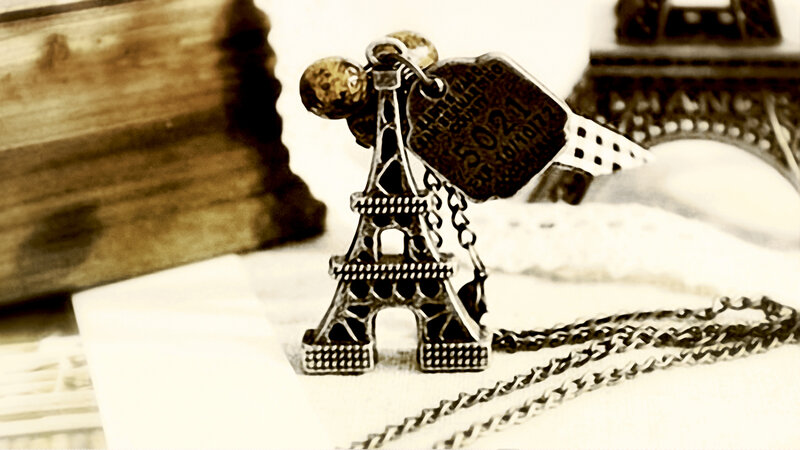 Eiffel Tower Necklace — Sepia