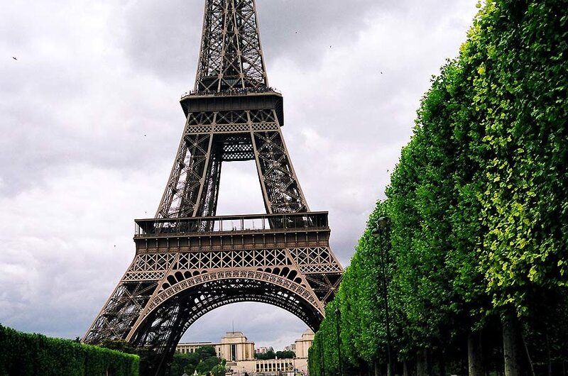 Eiffel Tower on a cloudy day