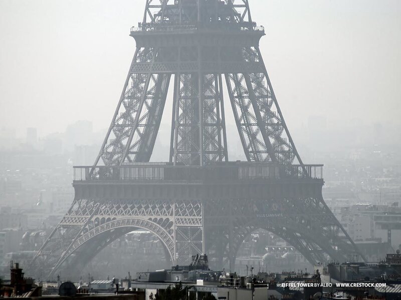 Eiffel Tower on a hazy day
