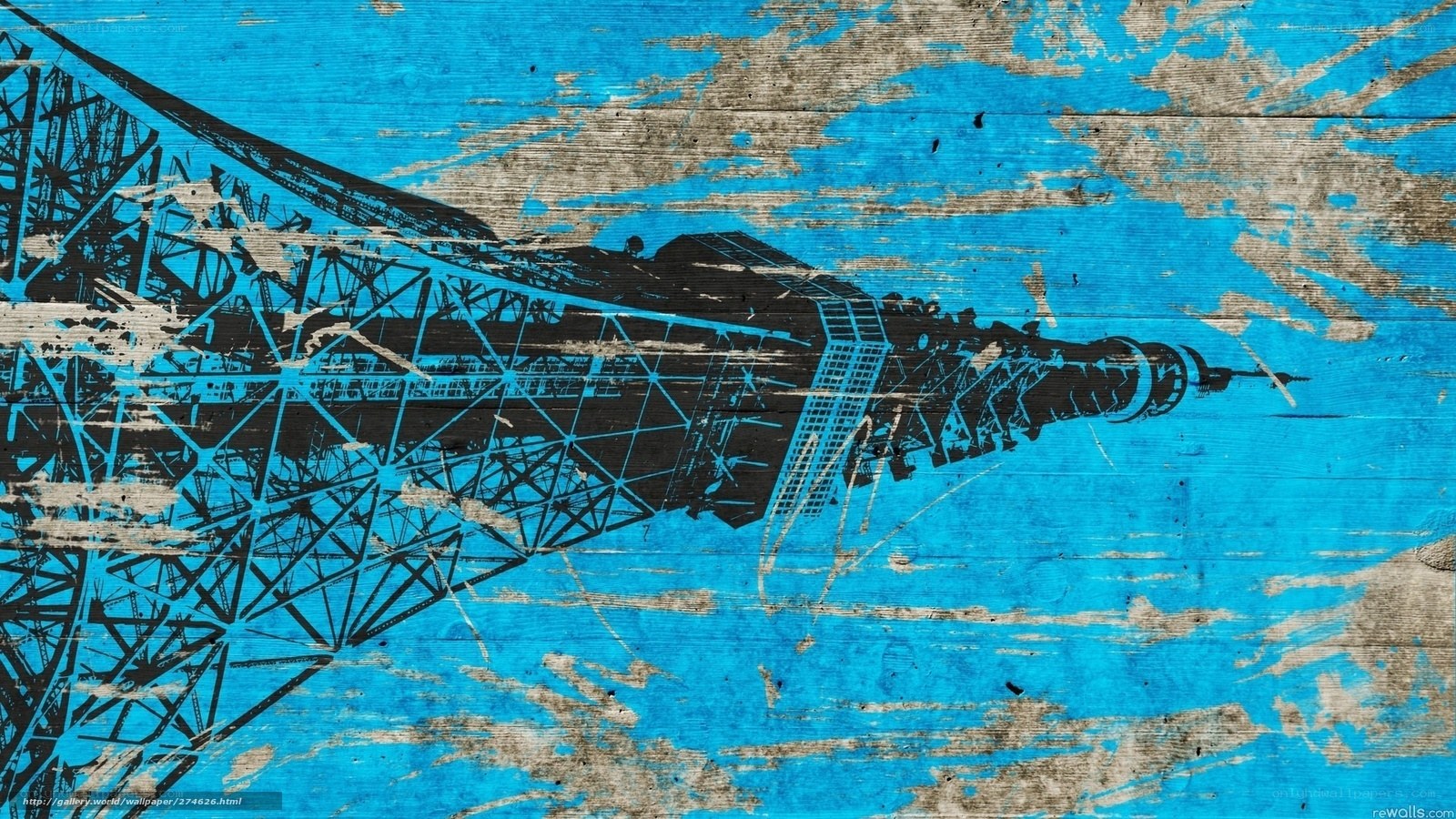 Eiffel Tower on blue wood