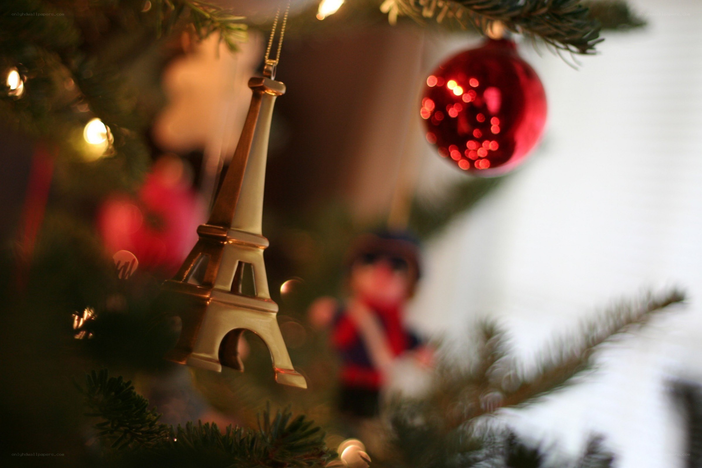 Eiffel Tower ornament on tree