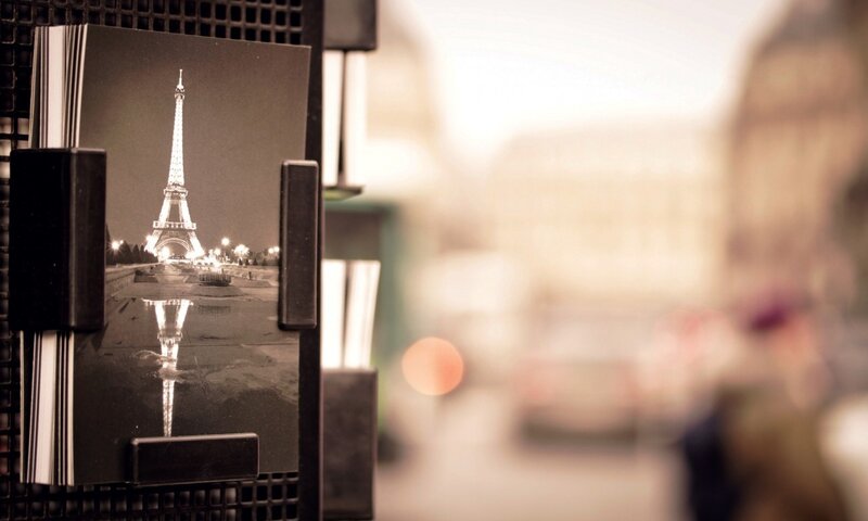 Eiffel Tower postcard display