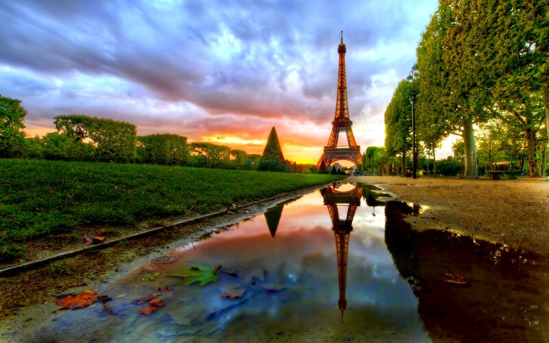Eiffel Tower Reflection — Blue, Dramatic
