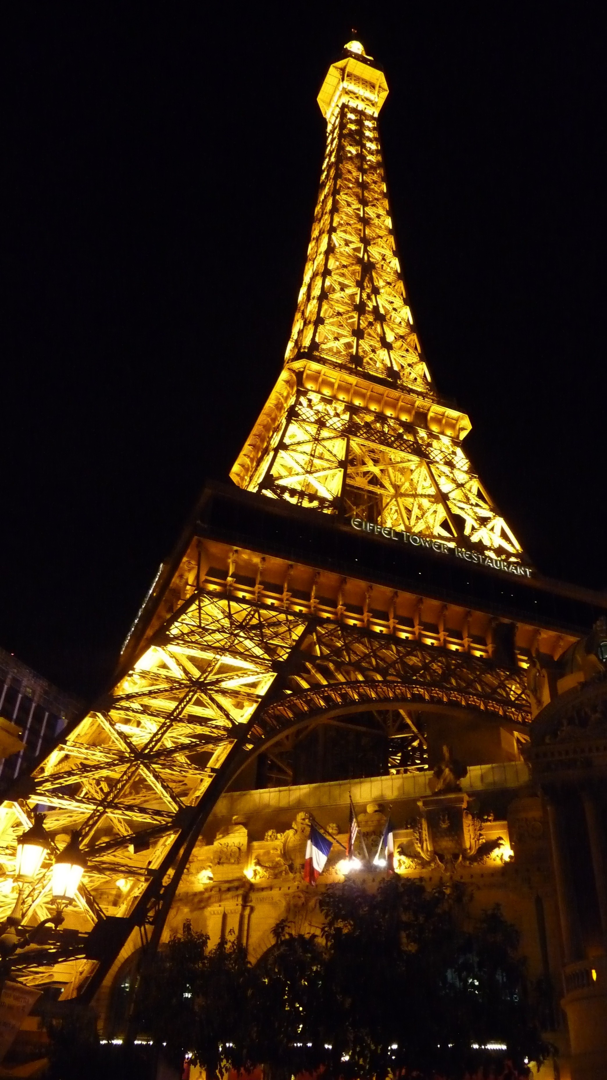Eiffel Tower replica at night