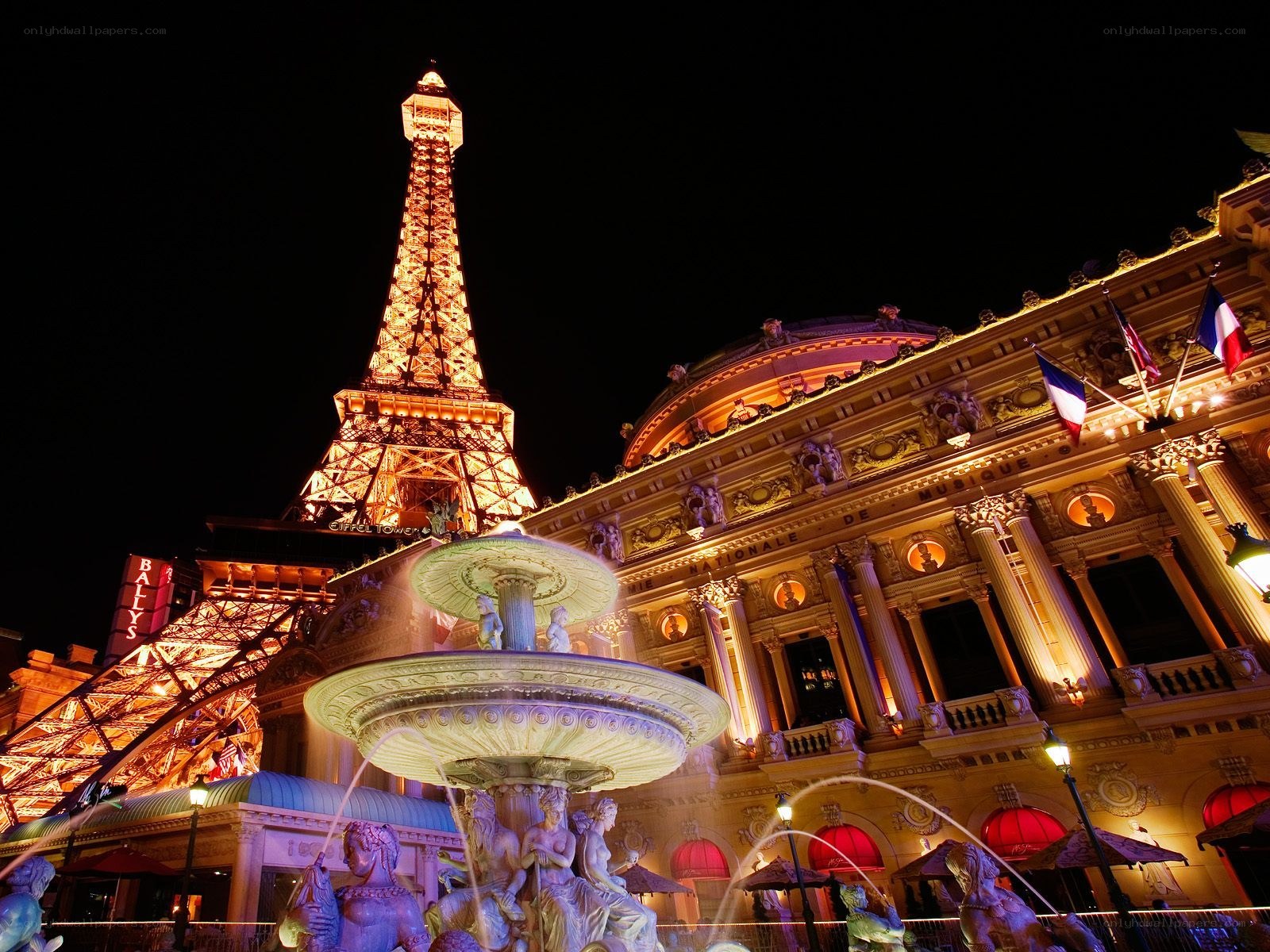 Eiffel Tower replica at night