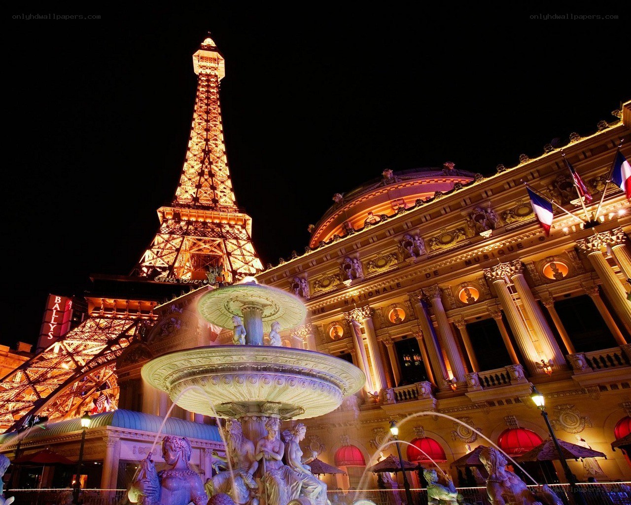 Eiffel Tower replica at night