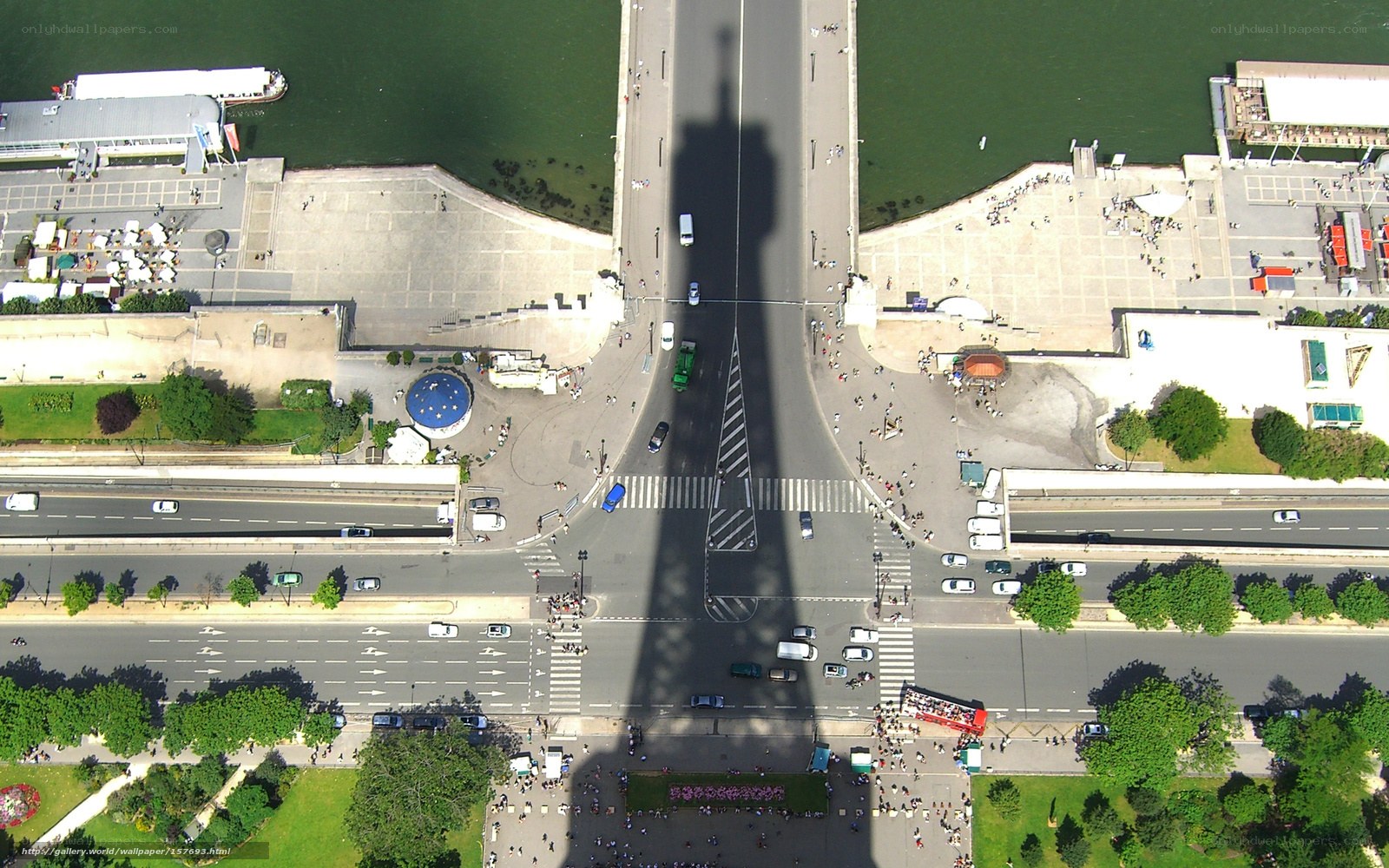 Eiffel Tower shadow on Paris streets