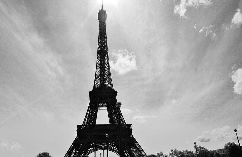 Eiffel Tower Silhouette — Black, Dramatic