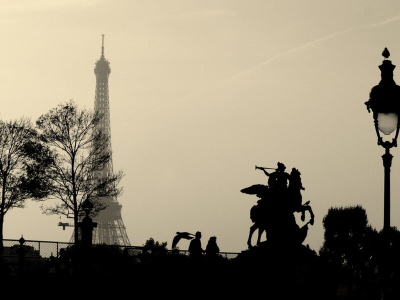 Eiffel Tower Silhouette — Black, Silhouetted